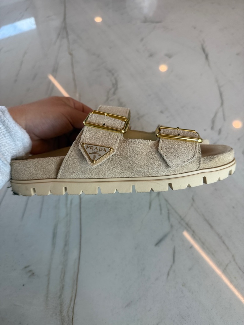 Prada Suede Strap Slides - Picture 2 of 3